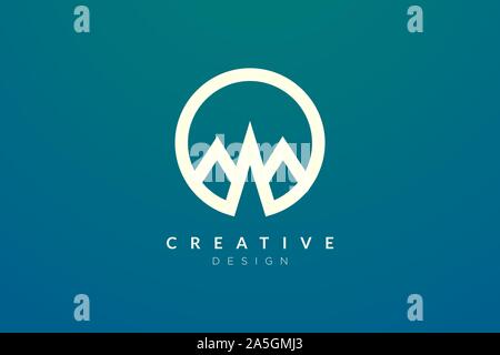 Logo design that combines circle objects with mountains. Minimalist and modern vector design for your business brand or product Stock Vector