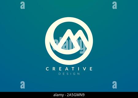 Logo design that combines circle objects with mountains. Minimalist and modern vector design for your business brand or product Stock Vector