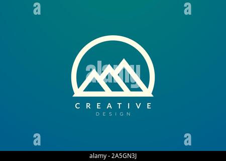 Logo design that combines circle objects with mountains. Minimalist and modern vector design for your business brand or product Stock Vector