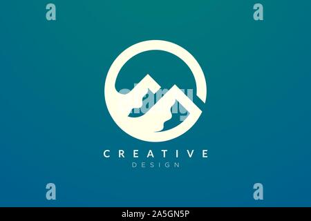 Logo design that combines circle objects with mountains. Minimalist and modern vector design for your business brand or product Stock Vector