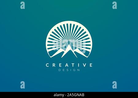 Logo design of combined circle, mountain and sun object. Minimalist and modern vector design for your business brand or product Stock Vector