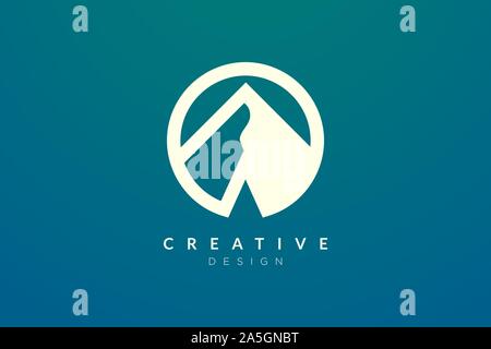 Logo design that combines circle objects with mountains. Minimalist and modern vector design for your business brand or product Stock Vector