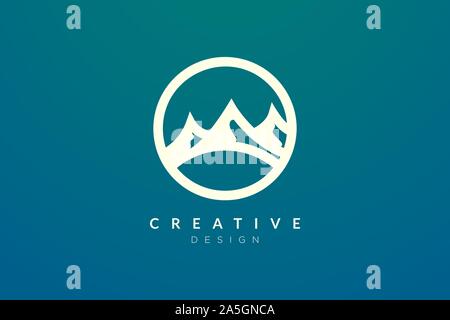 Logo design that combines circle objects with mountains. Minimalist and modern vector design for your business brand or product Stock Vector