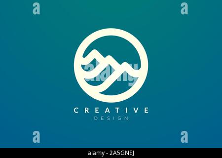 Logo design that combines circle objects with mountains. Minimalist and modern vector design for your business brand or product Stock Vector