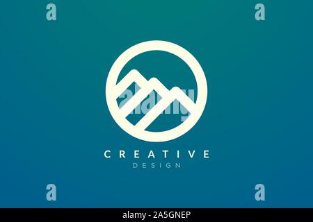 Logo design that combines circle objects with mountains. Minimalist and modern vector design for your business brand or product Stock Vector