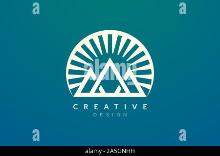 Logo design of combined circle, mountain and sun object. Minimalist and modern vector design for your business brand or product Stock Vector