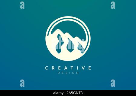 Logo design that combines circle objects with mountains. Minimalist and modern vector design for your business brand or product Stock Vector