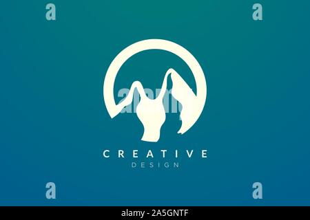 Logo design that combines circle objects with mountains. Minimalist and modern vector design for your business brand or product Stock Vector