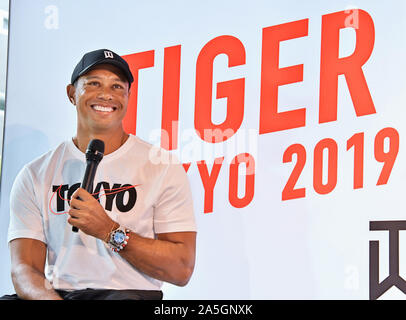 Tokyo, Japan. 20th Oct, 2019. Tiger Woods attends the event 'Tiger Is Back' at Nike Harajuku store in Tokyo, Japan on Sunday, October 20, 2019. Credit: AFLO/Alamy Live News Stock Photo