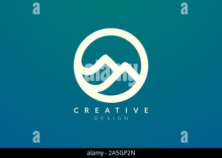 Logo design that combines circle objects with mountains. Minimalist and modern vector design for your business brand or product Stock Vector