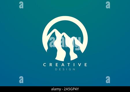 Logo design that combines circle objects with mountains. Minimalist and modern vector design for your business brand or product Stock Vector