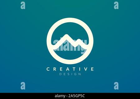 Logo design that combines circle objects with mountains. Minimalist and modern vector design for your business brand or product Stock Vector