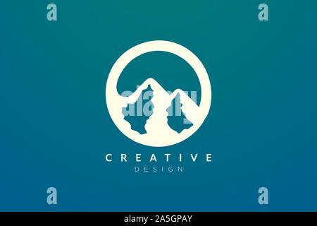 Logo design that combines circle objects with mountains. Minimalist and modern vector design for your business brand or product Stock Vector