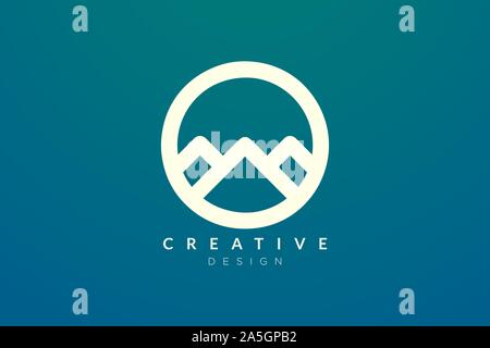 Logo design that combines circle objects with mountains. Minimalist and modern vector design for your business brand or product Stock Vector