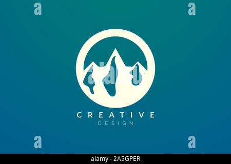 Logo design that combines circle objects with mountains. Minimalist and modern vector design for your business brand or product Stock Vector