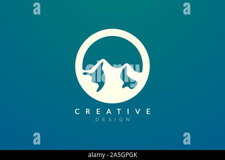 Logo design that combines circle objects with mountains. Minimalist and modern vector design for your business brand or product Stock Vector