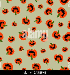 seamless vector halloween pattern with distorted pumpkin lanterns Stock Vector