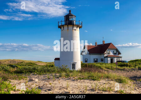 Race Point Lighthouse in beach dunes on Cape Cod Stock Photo