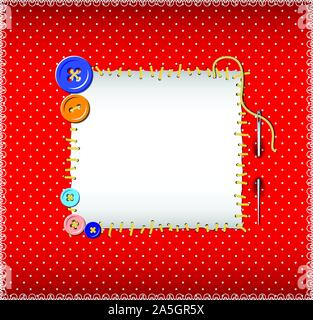 Polka dot pattern with stitched buttons Stock Vector