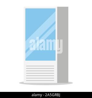 Supermarket or shop showcase vertical fridge for cooling dairy products isolated on white background. Stock Vector