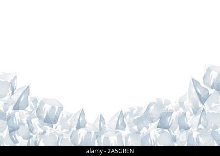 Translucent snow with ice. Vector illustration. White background. Stock Vector