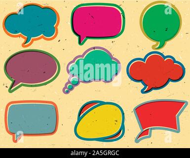 Vintage speech bubbles on the cardboard Stock Vector