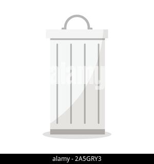 Metallic street trash can icon isolated on white background. Stock Vector