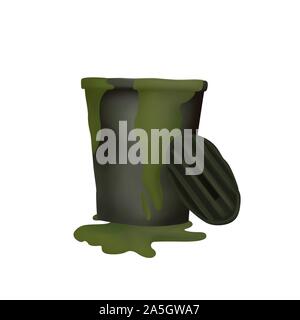 Smell dirty trash and green mood. Vector illustration. Recycle bin. Stock Vector