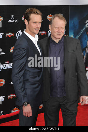 LOS ANGELES, CA. April 11, 2012: Stellan Skarsgard & son Alexander Skarsgard at the world premiere of his new movie 'Marvel's The Avengers' at the El Capitan Theatre, Hollywood. © 2012 Paul Smith / Featureflash Stock Photo