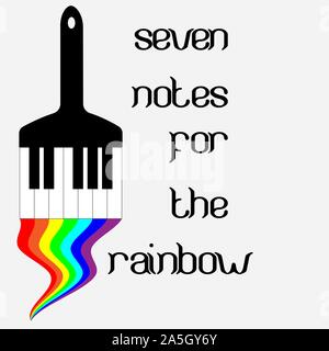 art classical music logo with rainbow and piano keys Stock Vector