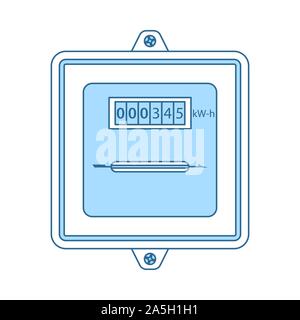 Electric Meter Icon. Thin Line With Blue Fill Design. Vector Illustration. Stock Vector