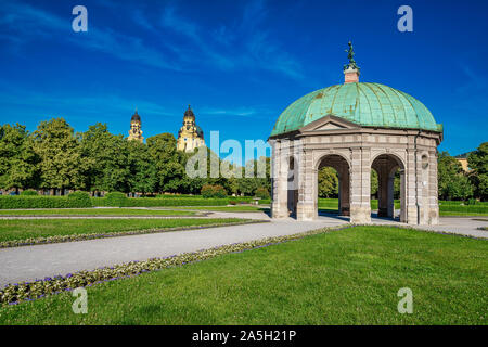 Hofgarten Park with Dianatempel in Munich, Germany Stock Photo