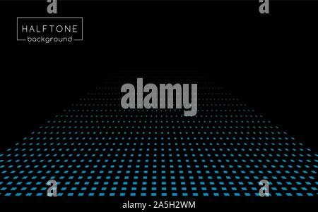 Halftone futuristic background in perspective Stock Vector