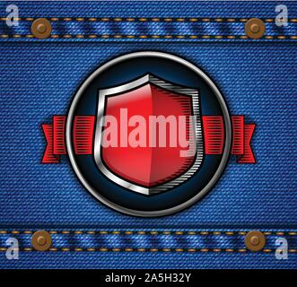 Shield label on jeans Stock Vector