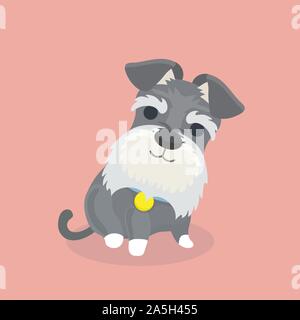 Schnauzer dog cartoon vector illustration. Stock Vector