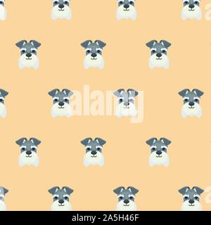 Seamless pattern with cute Miniature Schnauzer dog. Stock Vector