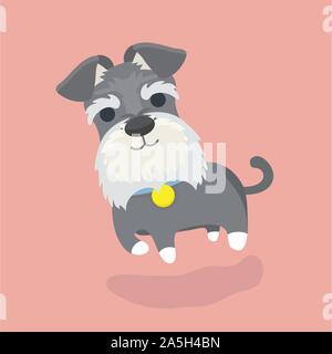Schnauzer dog cartoon vector illustration. Stock Vector