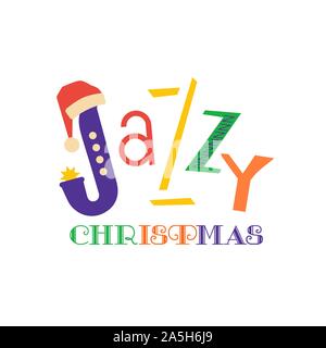 Jazzy Christmas holiday music fest hand drawn flat vector icon Stock Vector