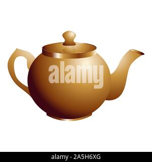 opper retro teapot. Vector illustration isolated on white. Stock Vector