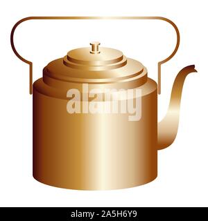 Copper retro teapot. Vector illustration isolated on white Stock Vector
