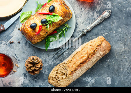 Holiday traditional meat terrine for Christmas.Holiday food Stock Photo