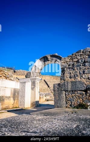 Philippi is located near the ruins of the ancient city and is part of the region of East Macedonia and Thrace in Kavala, Greece. Stock Photo