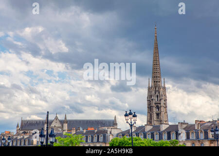 Image of Bordeaux city with St Michel cathedral Stock Photo