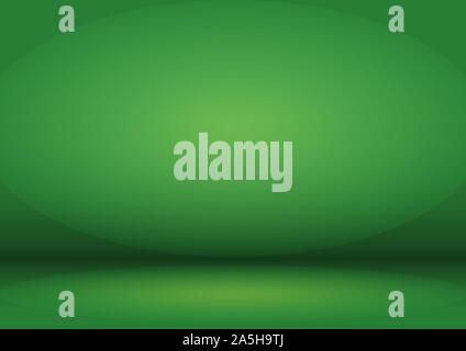 Blank green Studio background with vignette. The blue background is illuminated by a light source. Stock Vector