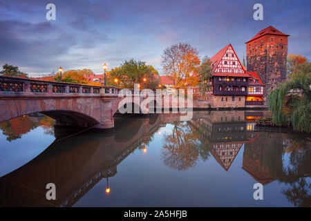 Nuremberg, Germany. Cityscape image of old town Nuremberg, Germany during autumn sunset. Stock Photo