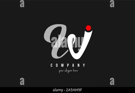 I red dot alphabet letter in black and white for logo icon design ...