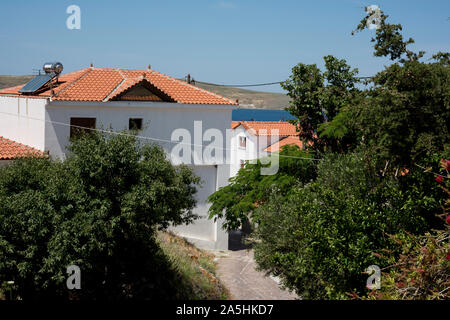 Sigri, a fishing village in Lesbos, Greece. Stock Photo