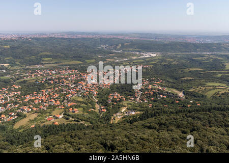 Amazing panoramic view from Avala Tower near city of Belgrade, Serbia Stock Photo