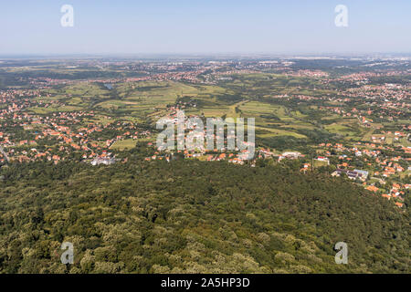 Amazing panoramic view from Avala Tower near city of Belgrade, Serbia Stock Photo