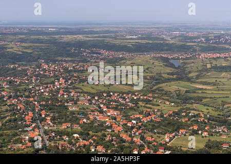 Amazing panoramic view from Avala Tower near city of Belgrade, Serbia Stock Photo